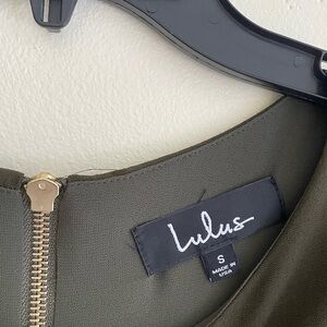 Lulu's Dark Olive Dress with Gold Zipper